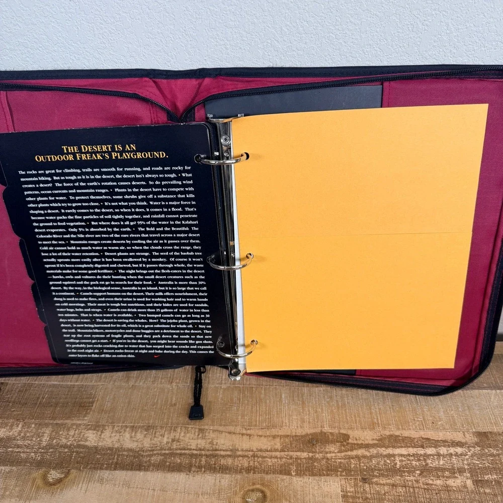 Vintage 90s Nike Trapper Keeper Mead Zipper Binder Unisex Red Black‎ Look Inside